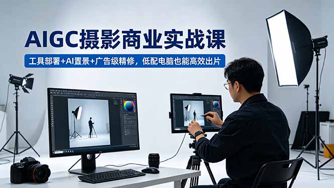 AIGC 摄影商业实战课，工具部署+AI置景+广告级精修，低配电脑也能高效出片-吾爱云课堂