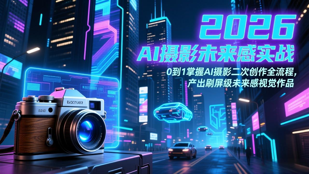 2026 AI摄影未来感实战：0到1掌握AI摄影二次创作全流程，产出刷屏级未来感视觉作品-吾爱云课堂