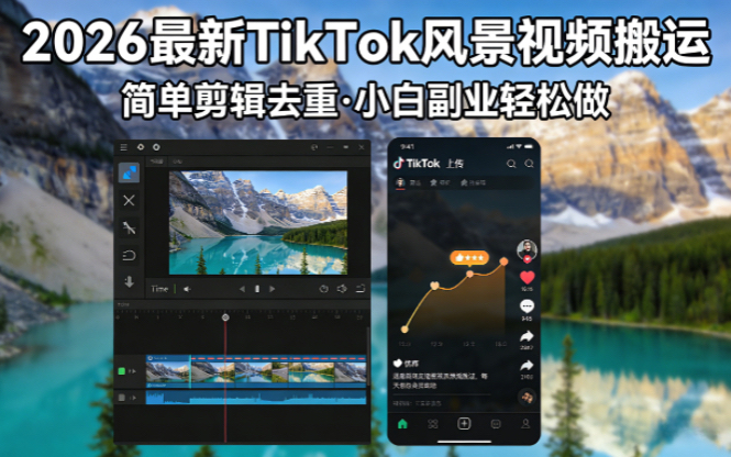 2026最新TikTok风景视频搬运简单剪辑去重小白副业月入 8000-吾爱云课堂