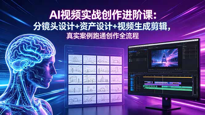 AI视频实战创作进阶课：分镜头设计+资产设计+视频生成剪辑，真实案例跑通创作全流程-吾爱云课堂