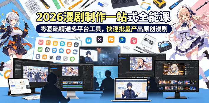 2026 AI漫剧制作一站式全能课，零基础精通多平台工具，快速批量产出原创漫剧-吾爱云课堂