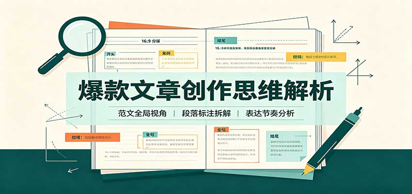 爆款文章创作思维解析：全局视角拆解范文，梳理行文逻辑，搭配真实拆文实操案例-吾爱云课堂