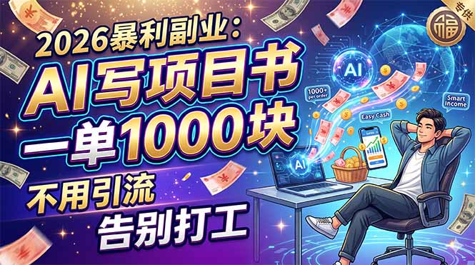 2026暴利副业：AI 写项目书，一单 1000 块，不用引流，告别打工-吾爱云课堂
