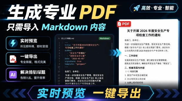 只需导入Markdown内容，实时预览一键导出专业PDF！轻松解决AI生成内容排版问题Presto-吾爱云课堂