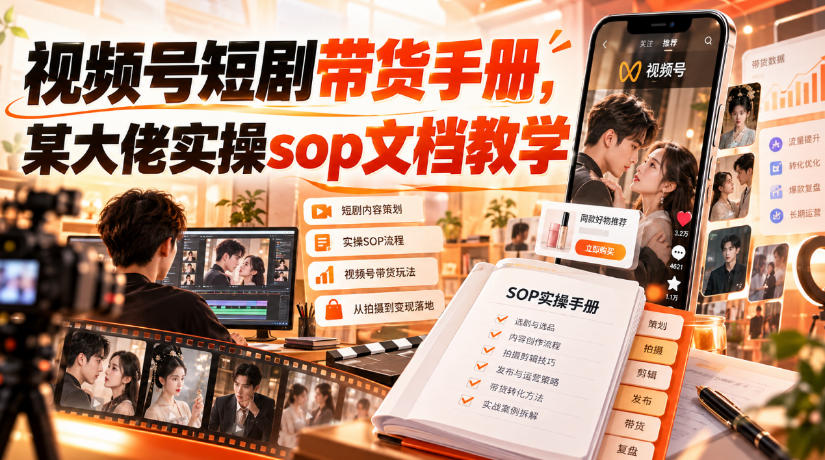 视频号短剧带货手册，某大佬实操sop文档教学-吾爱云课堂