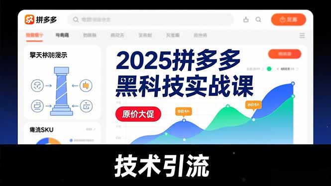 2025拼多多黑科技实战课，擎天柱玩法、爆流SKU、原价大促，技术引流，单店日销轻松破千单-吾爱云课堂