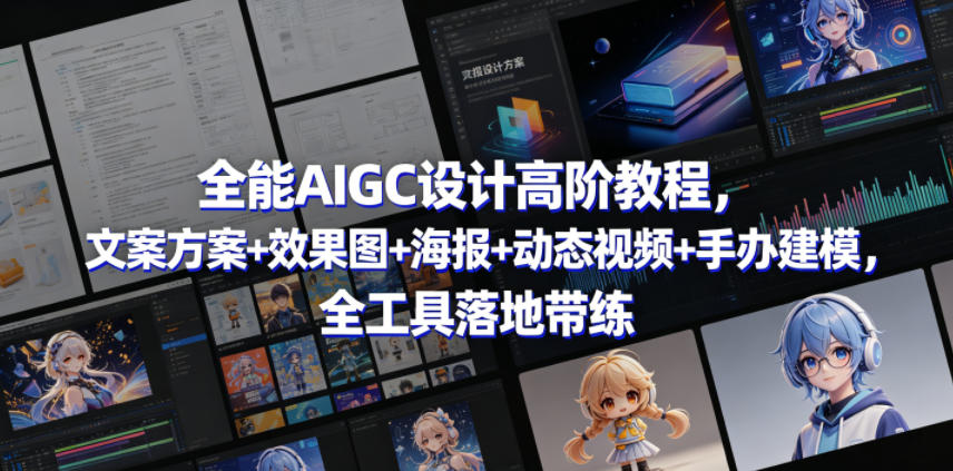 全能AIGC设计高阶教程，文案方案+效果图+海报+动态视频+手办建模，全工具落地带练-吾爱云课堂
