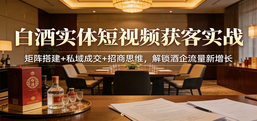 白酒实体短视频获客实战:矩阵搭建+私域成交+招商思维,解锁酒企流量新增长-吾爱云课堂