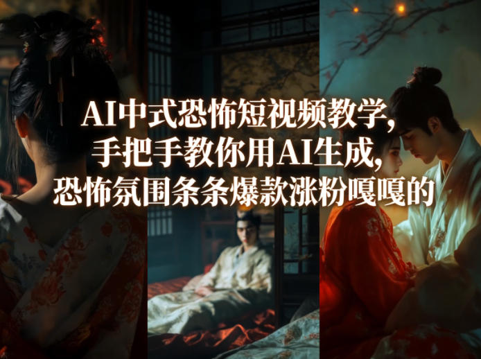 AI中式恐怖短视频教学，手把手教你用AI生成，恐怖氛围条条爆款涨粉嘎嘎的-吾爱云课堂