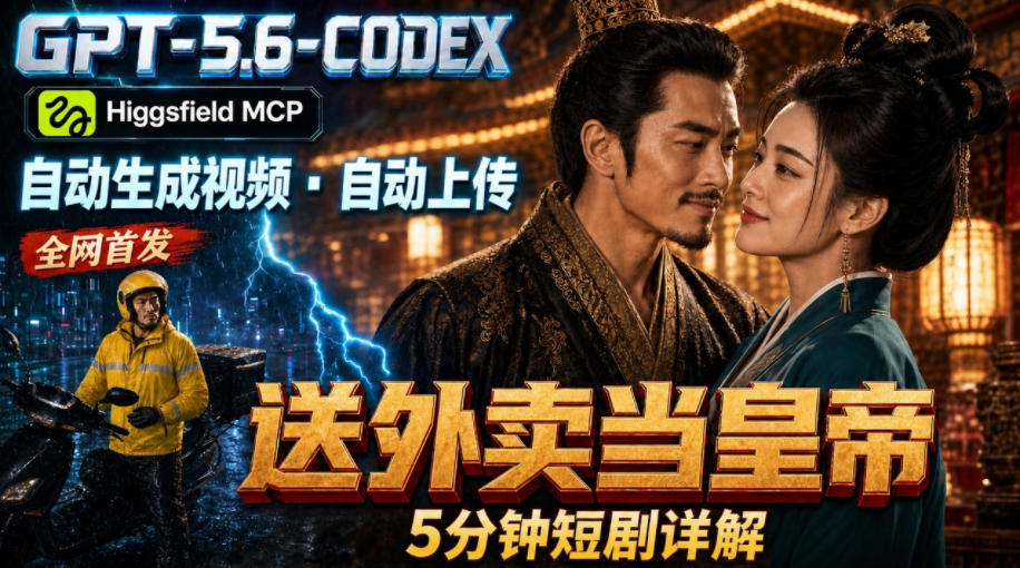 GPT-5.6 Codex+Higgsfield MCP：一条指令生成5分钟短剧并自动上传YouTube(油管)-吾爱云课堂