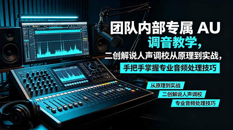 某大佬团队内部专属 AU 调音教学，二创解说人声调校从原理到实战，手把手掌握专业音频处理技巧-吾爱云课堂