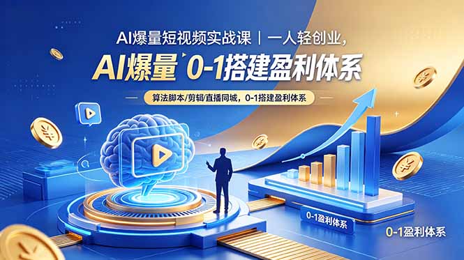 AI爆量短视频实战课｜一人轻创业，算法脚本剪辑直播同城，0-1搭建盈利体系-吾爱云课堂