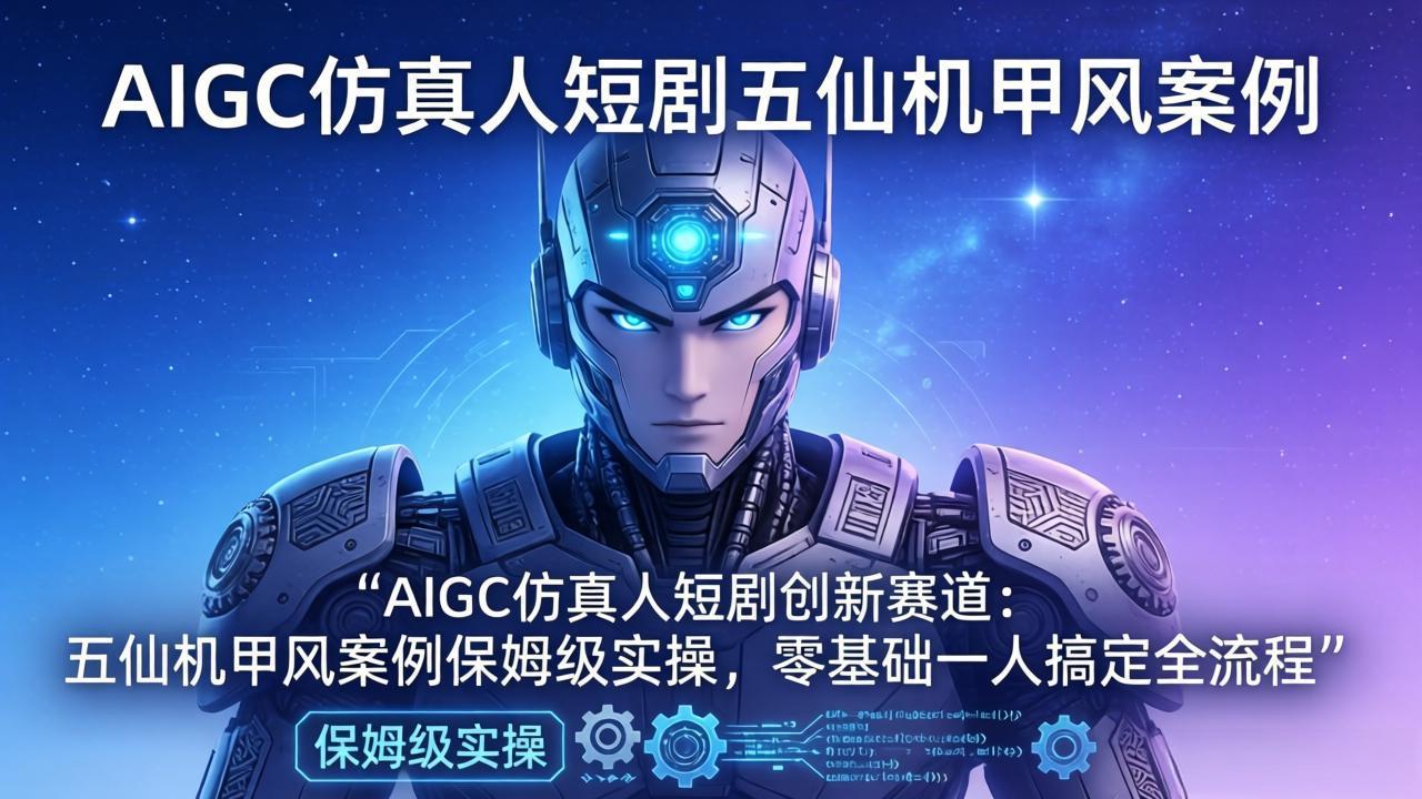 AIGC仿真人短剧创新赛道：五仙机甲风案例保姆级实操，零基础一人搞定全流程-吾爱云课堂