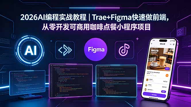 2026AI编程实战教程|Trae+Figma快速做前端,从零开发可商用咖啡点餐小程序项目-吾爱云课堂