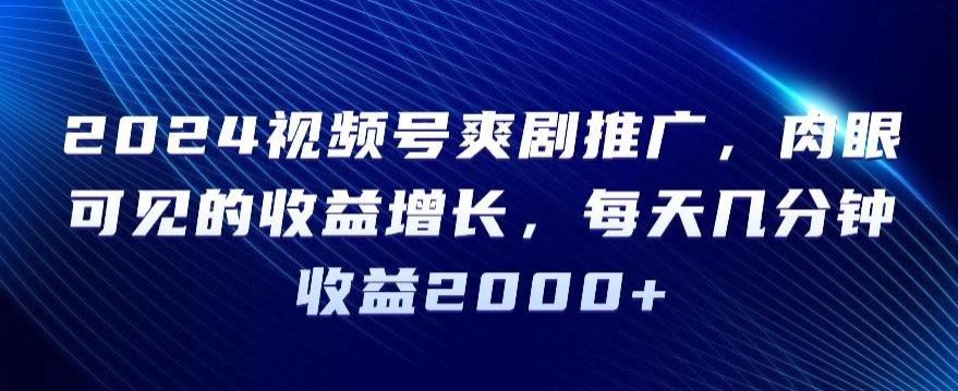 2024视频号爽剧推广,肉眼可见的收益增长,每天几分钟收益2000+【揭秘】-吾爱云课堂