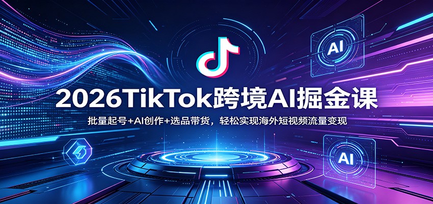 2026TikTok跨境AI掘金课：批量起号+AI创作+选品带货，轻松实现海外短视频流量变现-吾爱云课堂
