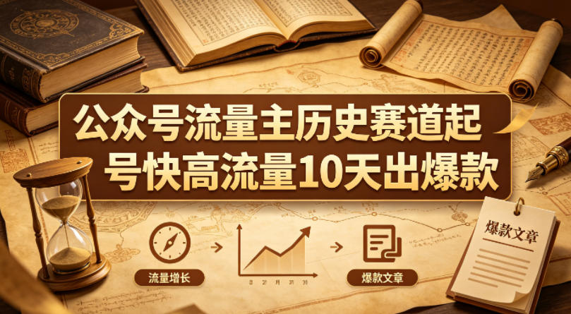 公众号流量主之历史赛道，起号快+高流量，10天就能出爆款！-吾爱云课堂