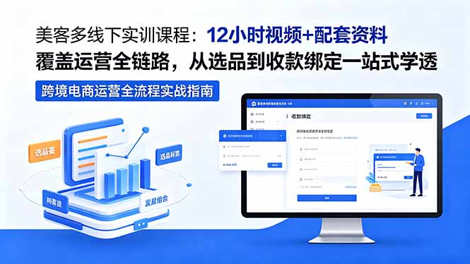 美客多线下实训课程：12小时视频+配套资料覆盖运营全链路，从选品到收款绑定一站式学透-吾爱云课堂