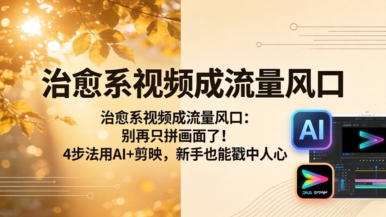 治愈系视频成流量风口：别再只拼画面了！4步法用AI+剪映，新手也能戳中人心-吾爱云课堂