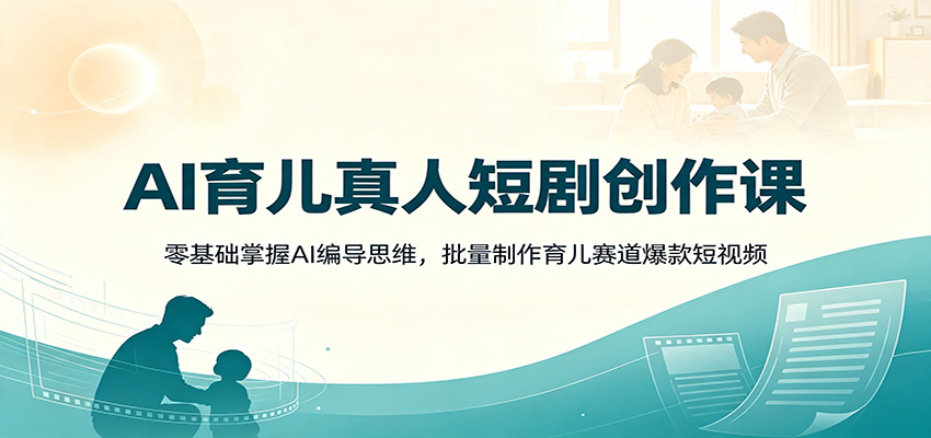 AI育儿真人短剧创作课：零基础掌握AI编导思维，批量制作育儿赛道爆款短视频-吾爱云课堂