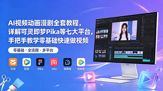 AI视频动画漫剧全套教程，详解可灵即梦Pika等七大平台，手把手教学零基础快速做视频-吾爱云课堂