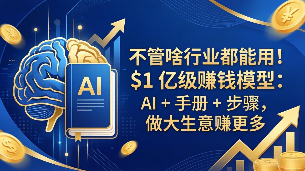 不管啥行业都能用！$1 亿级赚钱模型：AI + 手册 + 步骤，做大生意赚更多-吾爱云课堂
