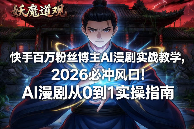 快手百万粉丝博主AI漫剧实战教学，2026必冲风口！AI漫剧从0到1实操指南-吾爱云课堂
