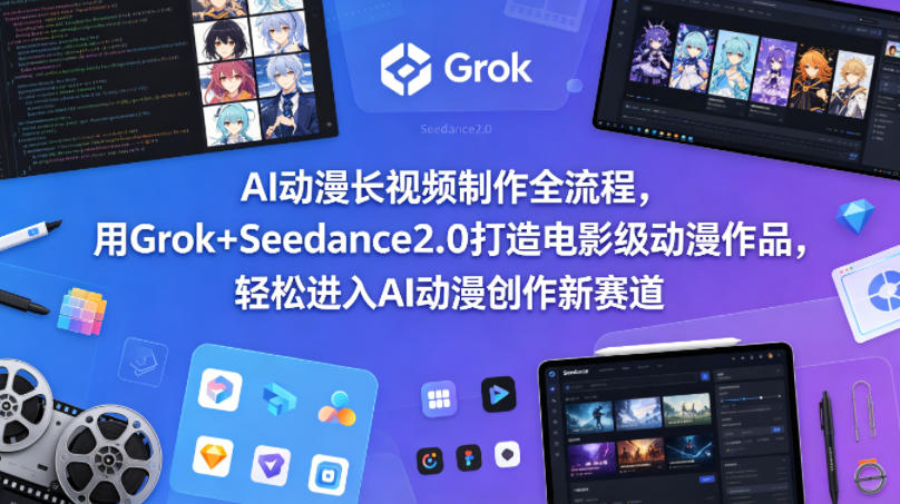 AI动漫长视频制作全流程，用Grok+Seedance2.0打造电影级动漫作品，轻松进入AI动漫创作新赛道-吾爱云课堂