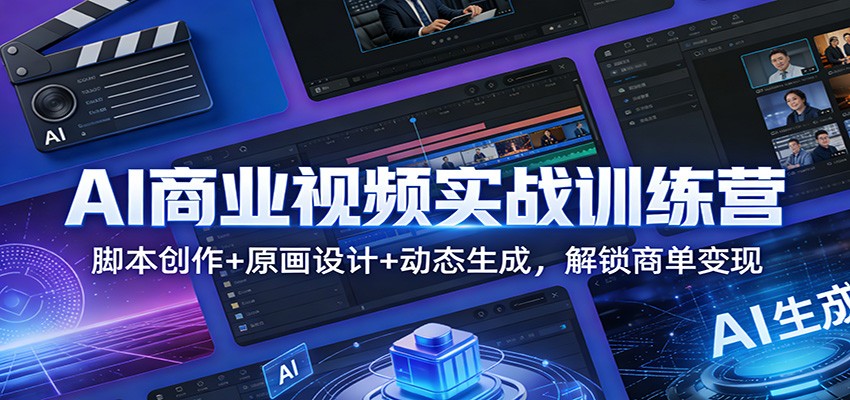 AI商业视频实战训练营：脚本创作+原画设计+动态生成，解锁商单变现-吾爱云课堂