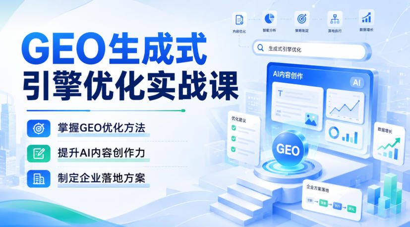 GEO生成式引擎优化实战课，掌握GEO优化方法，提升AI内容创作力，制定企业落地方案-吾爱云课堂