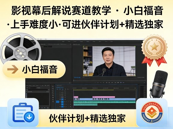 某大佬的影视幕后解说赛道教学，小白福音，上手难度小，可进伙伴计划+精选独家-吾爱云课堂
