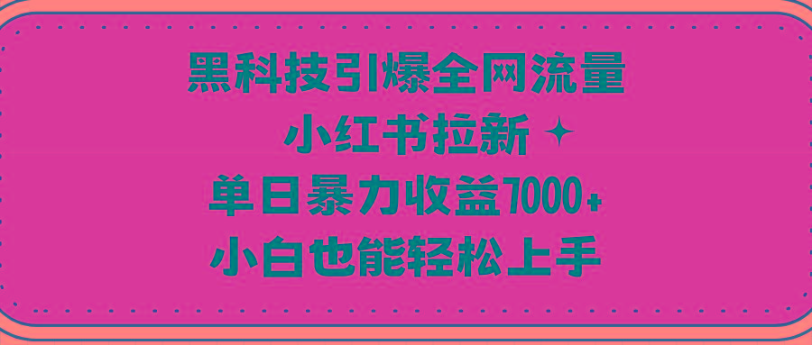 (9679期)黑科技引爆全网流量小红书拉新,单日暴力收益7000+,小白也能轻松上手-吾爱云课堂