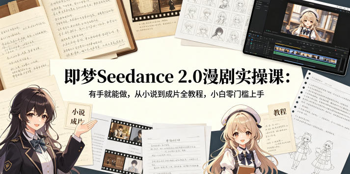 即梦Seedance 2.0漫剧实操课：有手就能做，从小说到成片全教程，小白零门槛上手-吾爱云课堂