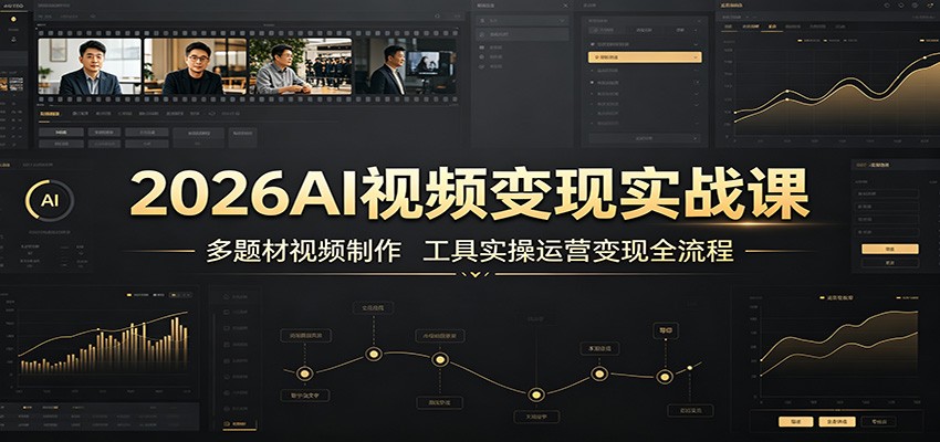 2026AI视频变现实战课：多题材视频制作，工具实操运营变现全流程-吾爱云课堂