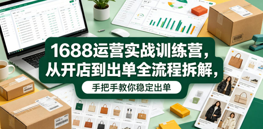1688运营实战训练营，从开店到出单全流程拆解，手把手教你稳定出单(更新0620)-吾爱云课堂