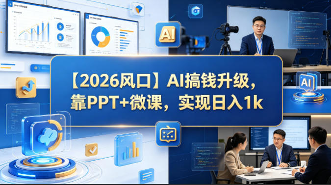 【2026风口】AI搞钱升级，靠PPT+微课，实现日入1k-吾爱云课堂