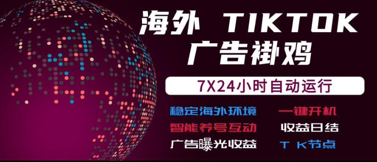 海外TikTok挂G流量变现，7X24自动运行，广告曝光收益，收益日结【揭秘】-吾爱云课堂