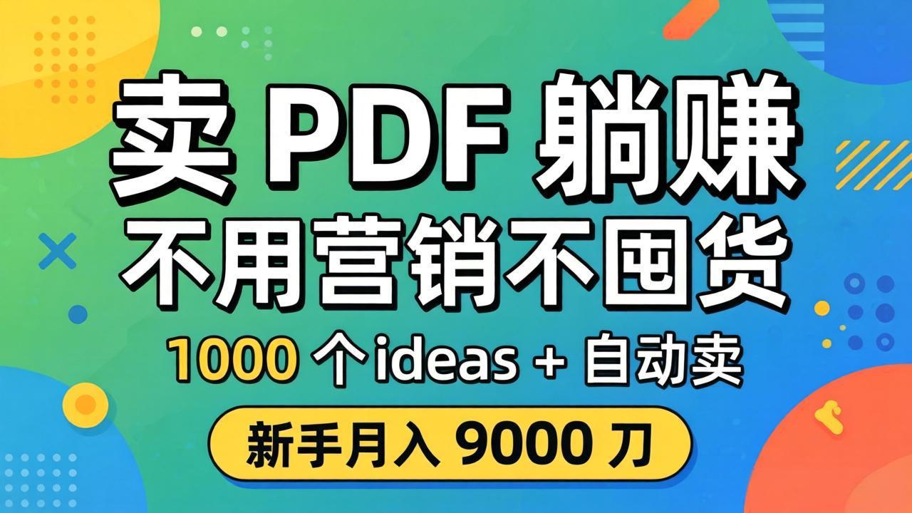 卖 PDF 躺赚？不用营销不囤货，1000 个 ideas + 自动卖，新手月入 9000 刀【原创双语字幕】-吾爱云课堂