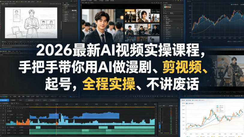 2026最新AI视频实操课程，手把手带你用AI做漫剧、剪视频、起号，全程实操、不讲废话-吾爱云课堂