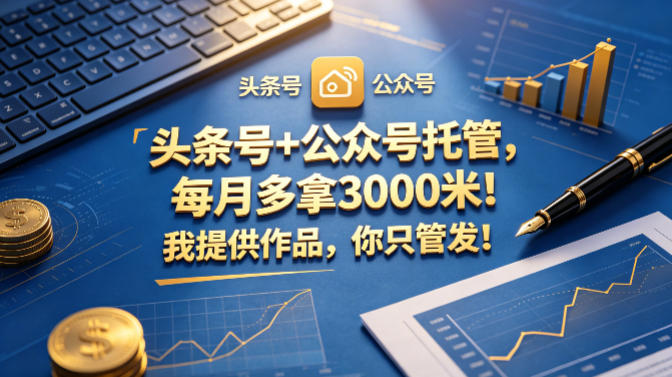 头条号+公众号托管，每月多拿3000米！我提供作品，你只管发！【揭秘】-吾爱云课堂