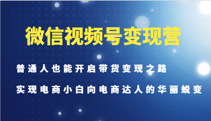 微信视频号变现营-普通人也能开启带货变现之路,实现电商小白向电商达人的华丽蜕变-吾爱云课堂