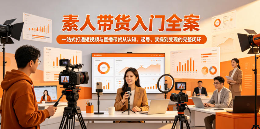 素人带货入门全案，一站式打通短视频与直播带货从认知、起号、实操到变现的完整闭环-吾爱云课堂
