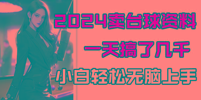 2024卖台球资料,一天搞了几千,小白轻松无脑上手-吾爱云课堂
