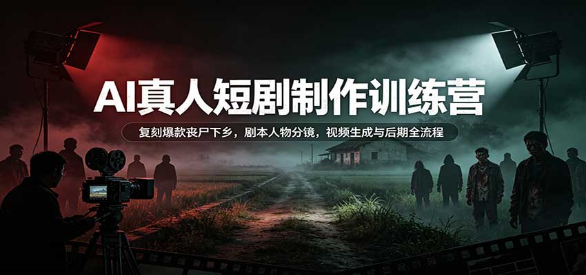 AI真人短剧制作训练营：复刻爆款丧尸下乡，剧本人物分镜，视频生成与后期全流程-吾爱云课堂