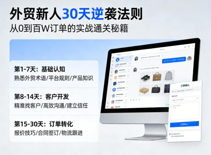 外贸新人30天逆袭法则，教你从0到百W订单的实战通关秘籍-吾爱云课堂