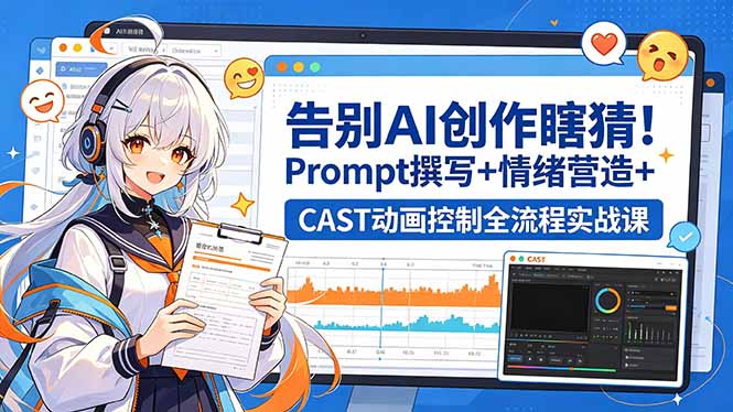 告别AI创作瞎猜！Prompt撰写+情绪营造+CAST动画控制全流程实战课-吾爱云课堂