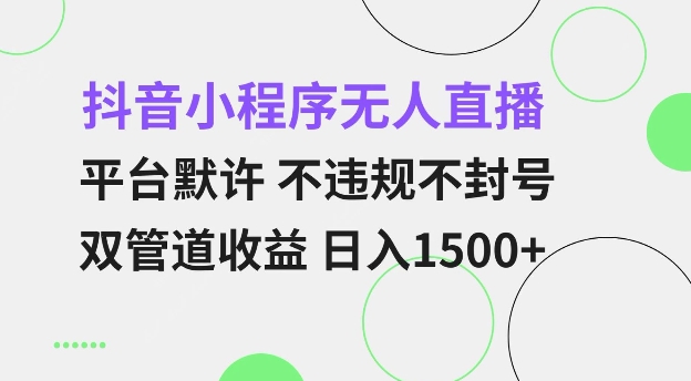 抖音小程序无人直播 平台默许 不违规不封号 双管道收益 日入多张 小白也能轻松操作【仅揭秘】-吾爱云课堂