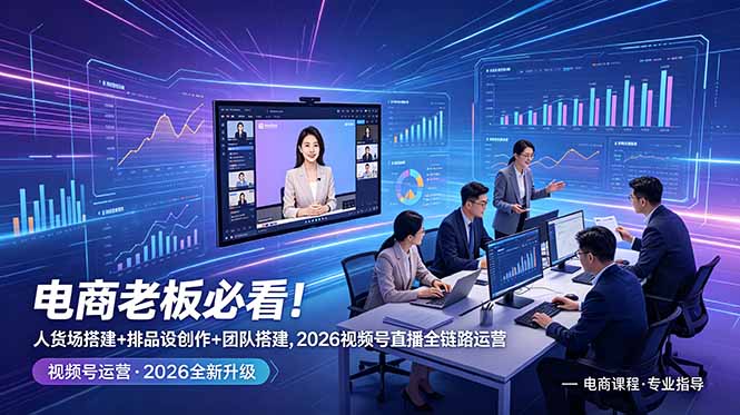 电商老板必看！人货场搭建+排品设计+素材创作+团队搭建，2026视频号直播全链路运营-吾爱云课堂