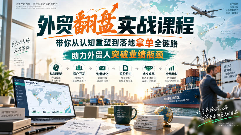 外贸翻盘实战课程，带你从认知重塑到落地拿单全链路，助力外贸人突破业绩瓶颈-吾爱云课堂
