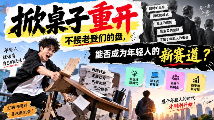 某公众号付费文章：掀桌子重开，不接老登们的盘，能否成为年轻人的新赛道？-吾爱云课堂